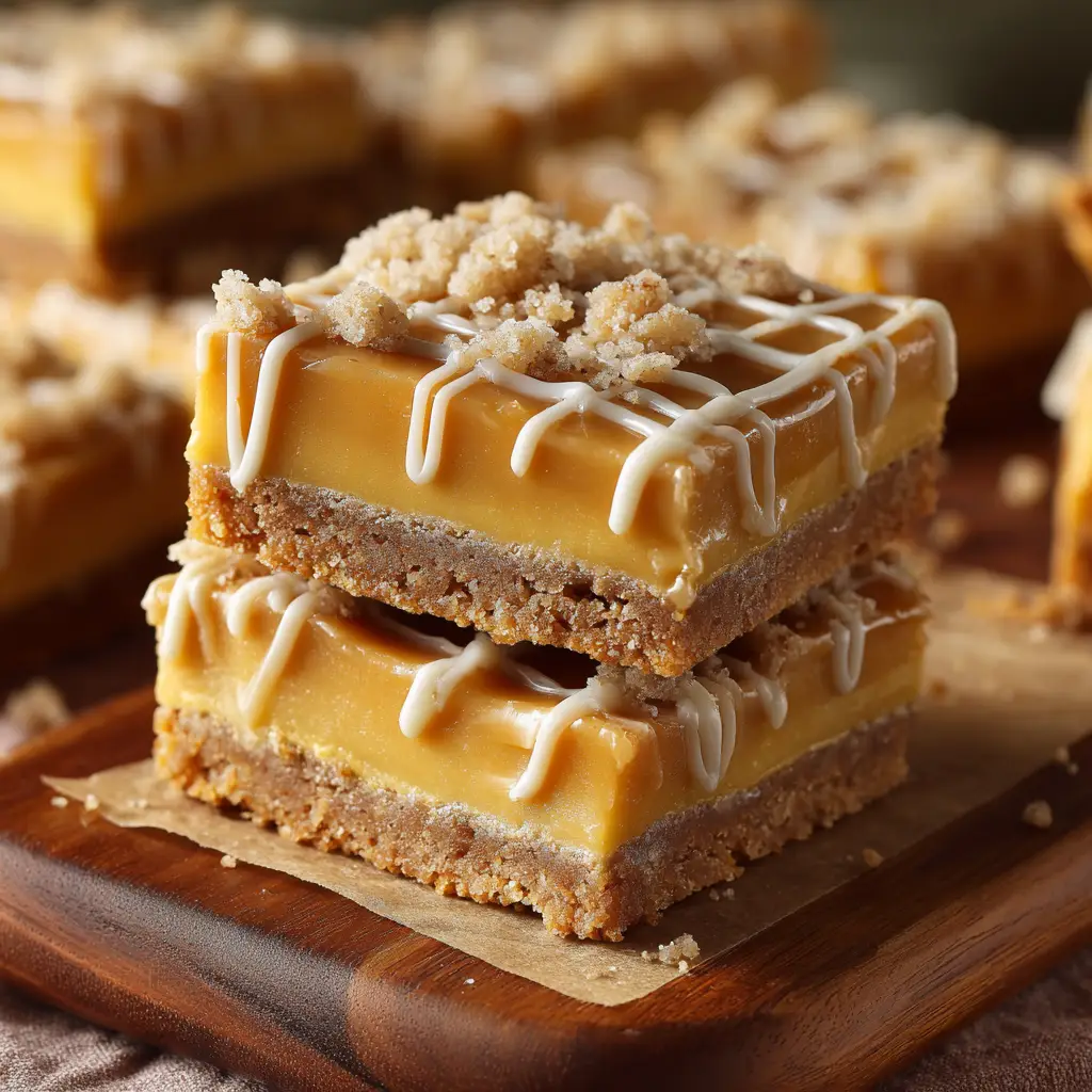 A full pan of freshly baked butterscotch squares cooling, with a golden-brown top.