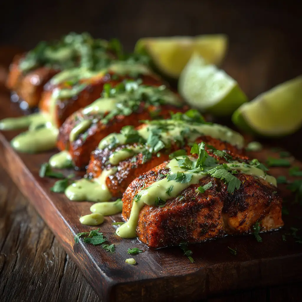 Raw salmon fillets on a baking sheet being seasoned with a homemade Cajun spice blend. This shows the simple preparation for the oven-baked Cajun salmon.