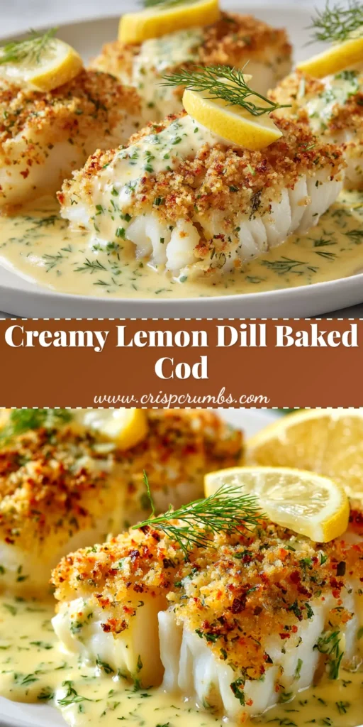 An overhead shot of a delicious baked cod recipe in a white baking dish, garnished with fresh parsley and lemon slices.