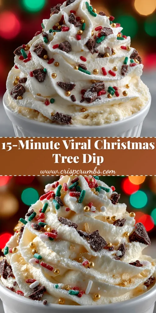 A festive bowl of Christmas Tree Cake Dip, swirled and topped with red and green sprinkles, with graham crackers and pretzels arranged around it for dipping.