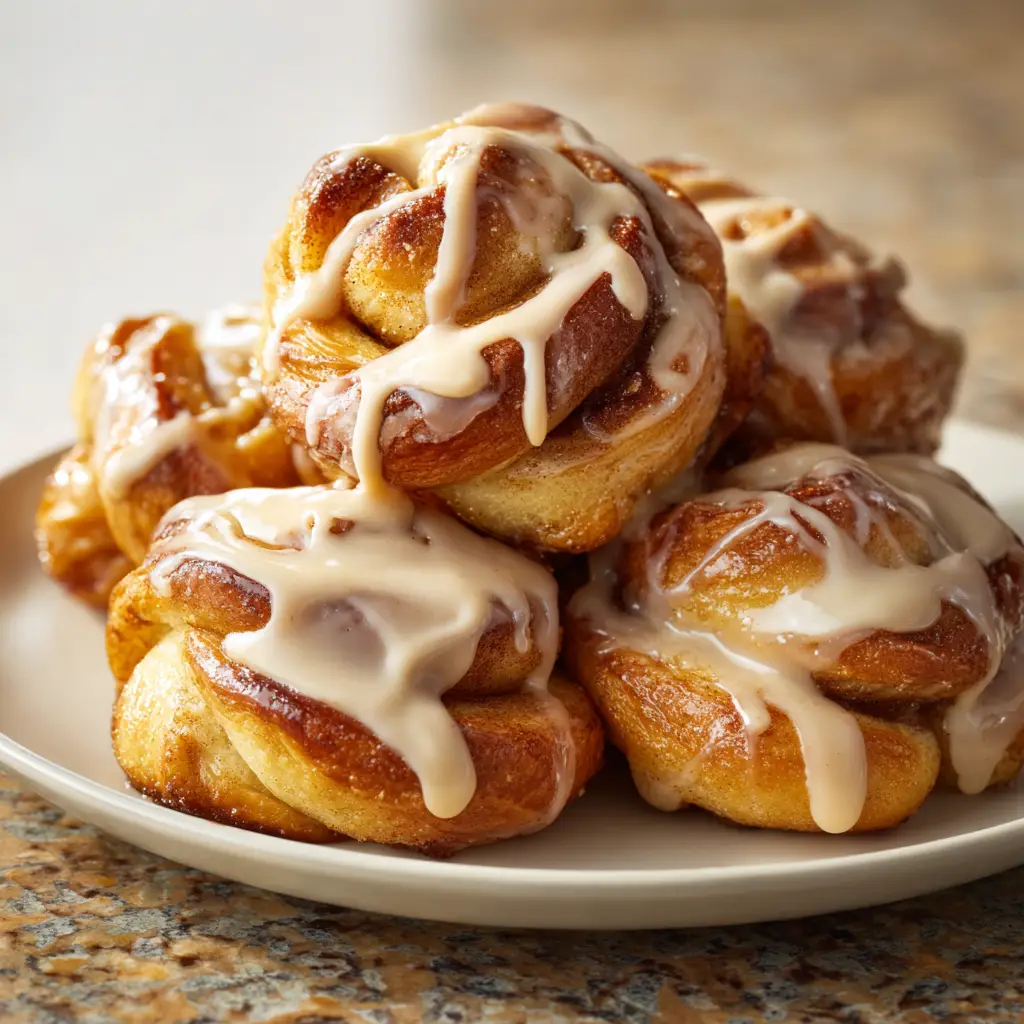 A close-up side view of a fluffy cinnamon sugar knot, highlighting its soft texture and swirled filling before baking.