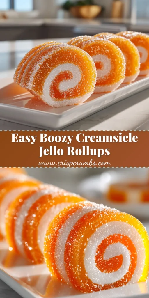 A platter of vibrant orange Creamsicle Vodka Jello Rollups ready for a party. A fun and easy boozy treat recipe.