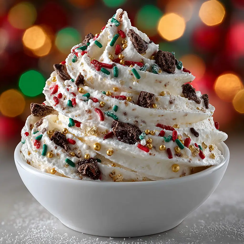 A close-up shot of the creamy, sweet dip being scooped from a bowl with a vanilla wafer, highlighting its fluffy texture.