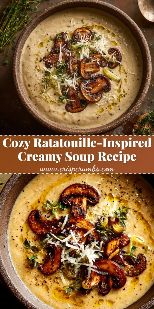 A beautiful white bowl filled with a rich and creamy vegetable soup recipe, garnished with fresh herbs and a swirl of cream. The perfect healthy and comforting meal.