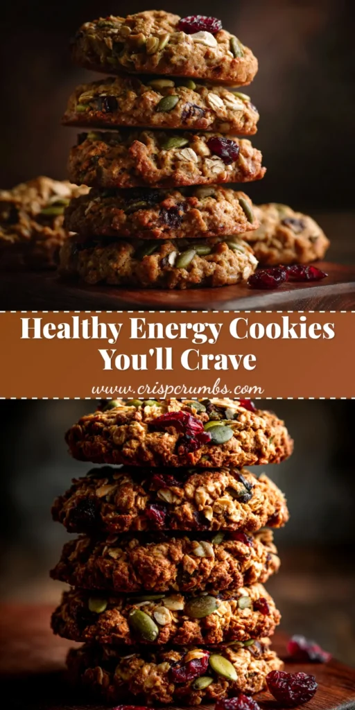 A close-up shot of a stack of healthy nut and seed energy cookies on a white plate, with a few nuts and seeds scattered around.