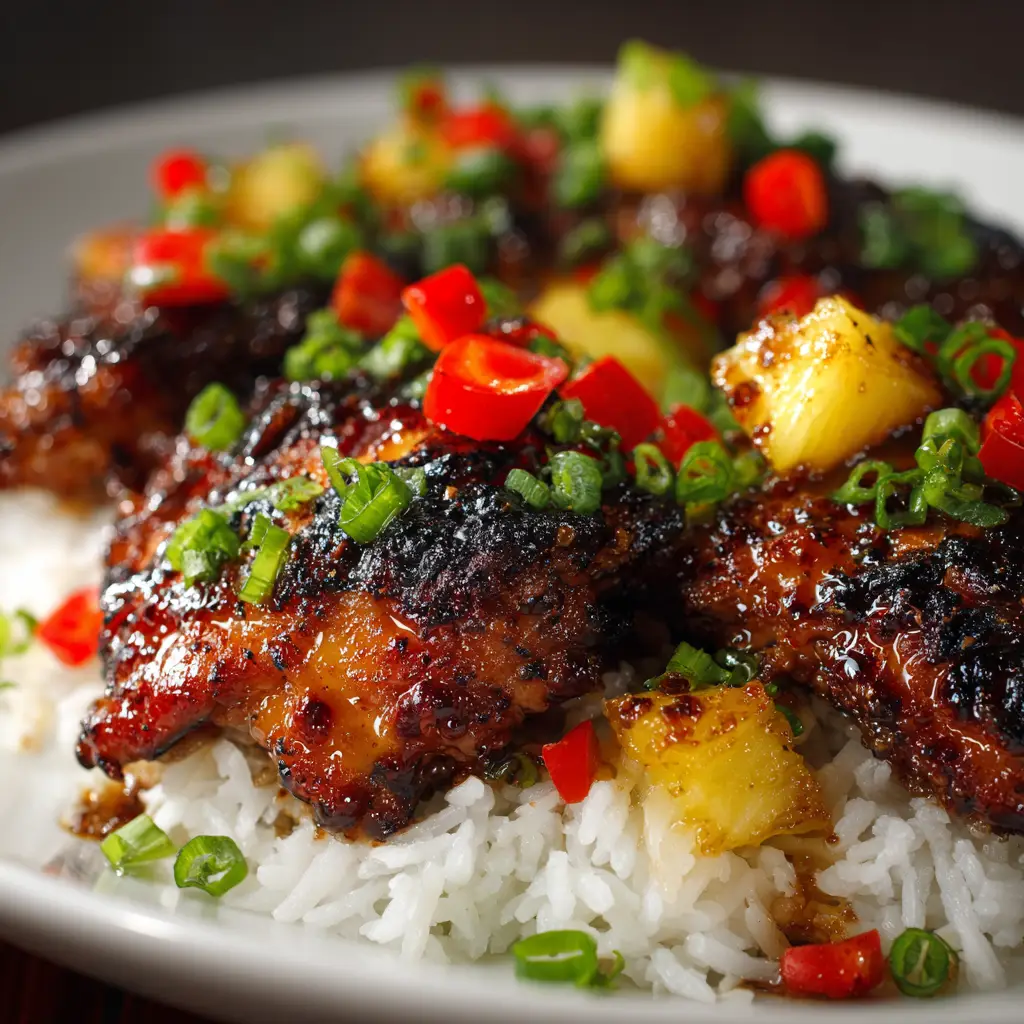 A bowl of Huli Huli sauce ingredients, including pineapple juice, soy sauce, and brown sugar, ready to be whisked into a marinade.