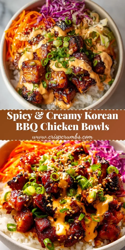 Korean BBQ Chicken Bowls packed with colorful veggies and gochujang-glazed chicken. A perfect easy weeknight dinner recipe.