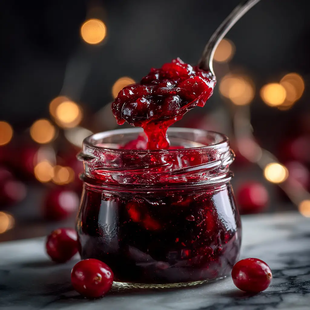 A saucepan on a stove with cranberries, sugar, and water simmering to become a simple homemade cranberry sauce.