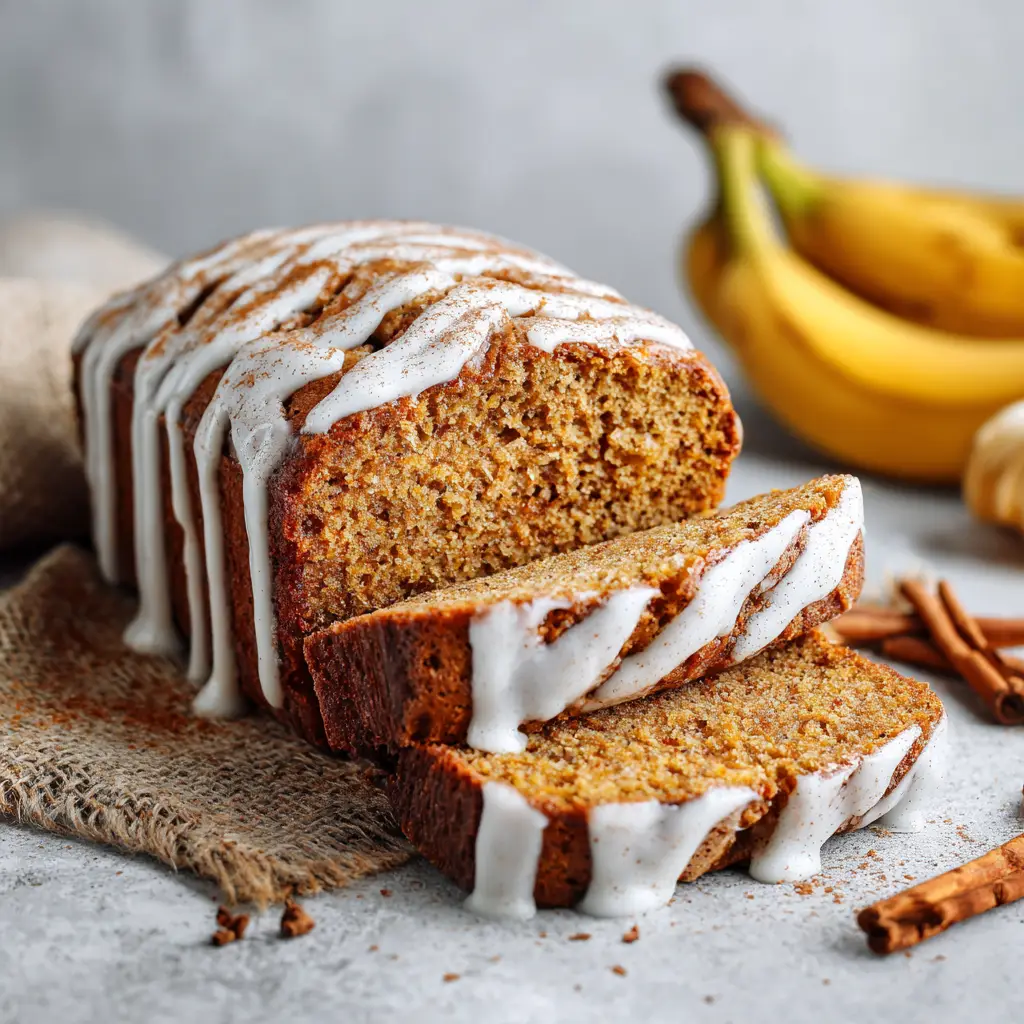 The ingredients for pumpkin banana bread laid out, including flour, sugar, pumpkin puree, and bananas.