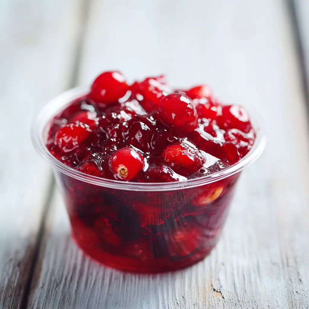 A spoonful of bright red homemade cranberry sauce being lifted from a bowl, ready to be served for a Christmas dinner.