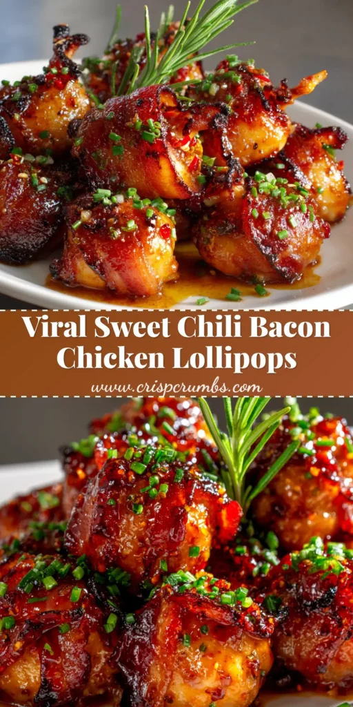 A platter of glossy Sweet Chili Bacon Lollipops, perfectly caramelized and arranged for a party.