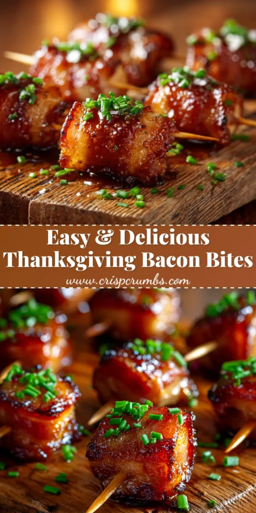 A platter of Thanksgiving bite-sized appetizers, featuring golden-brown bacon-wrapped cranberry brie bites garnished with fresh rosemary. The perfect easy holiday finger food.