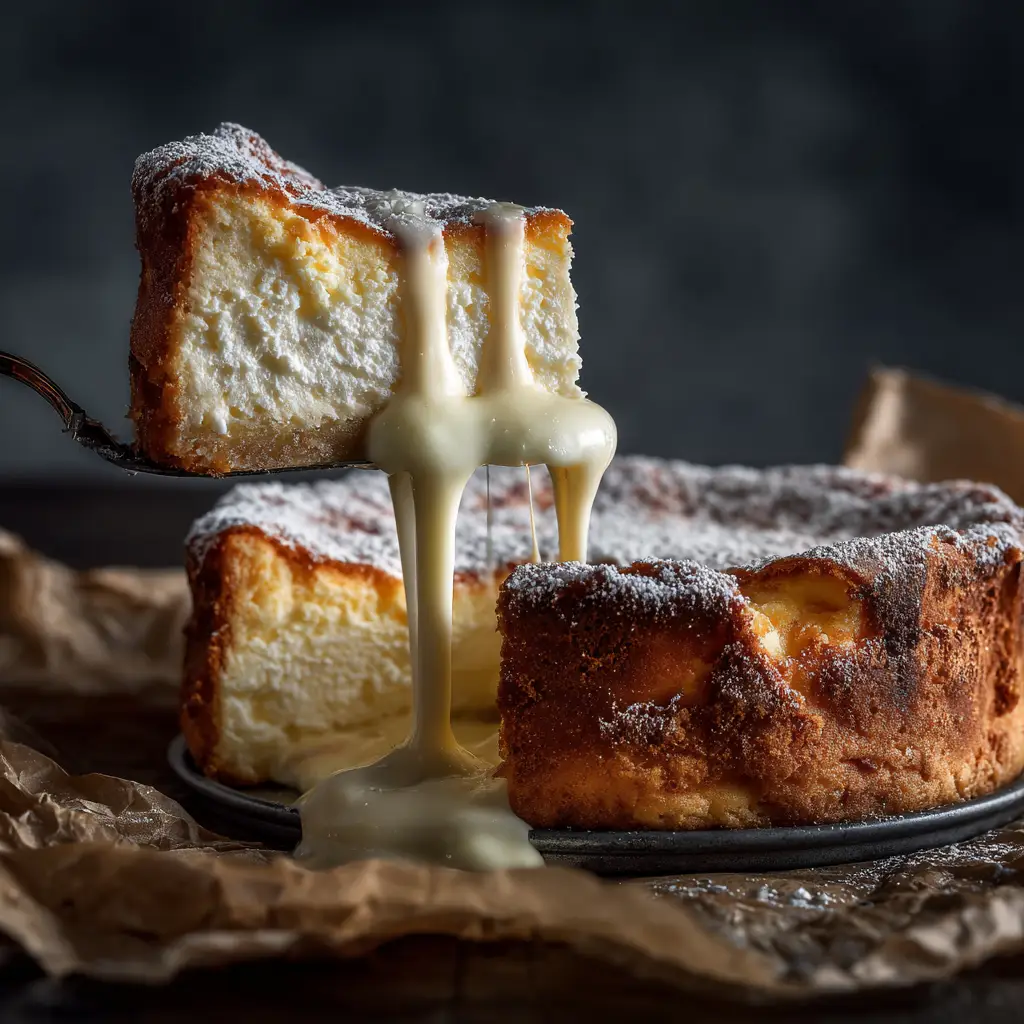 A whole, golden-brown cloud cake just out of the oven. This fluffy cake recipe is a showstopper dessert for any occasion.