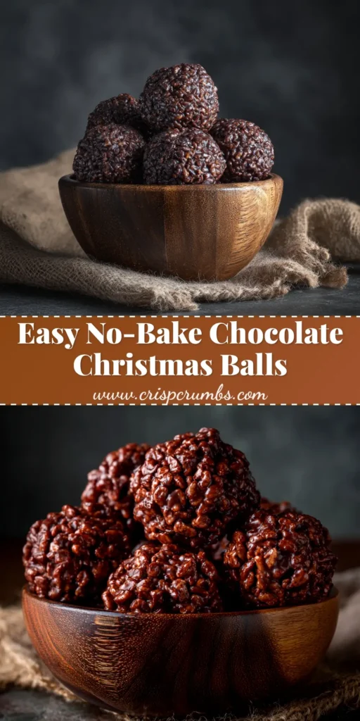 A close-up overhead shot of several chocolate rice krispie balls arranged on a white plate, ready to be shared.