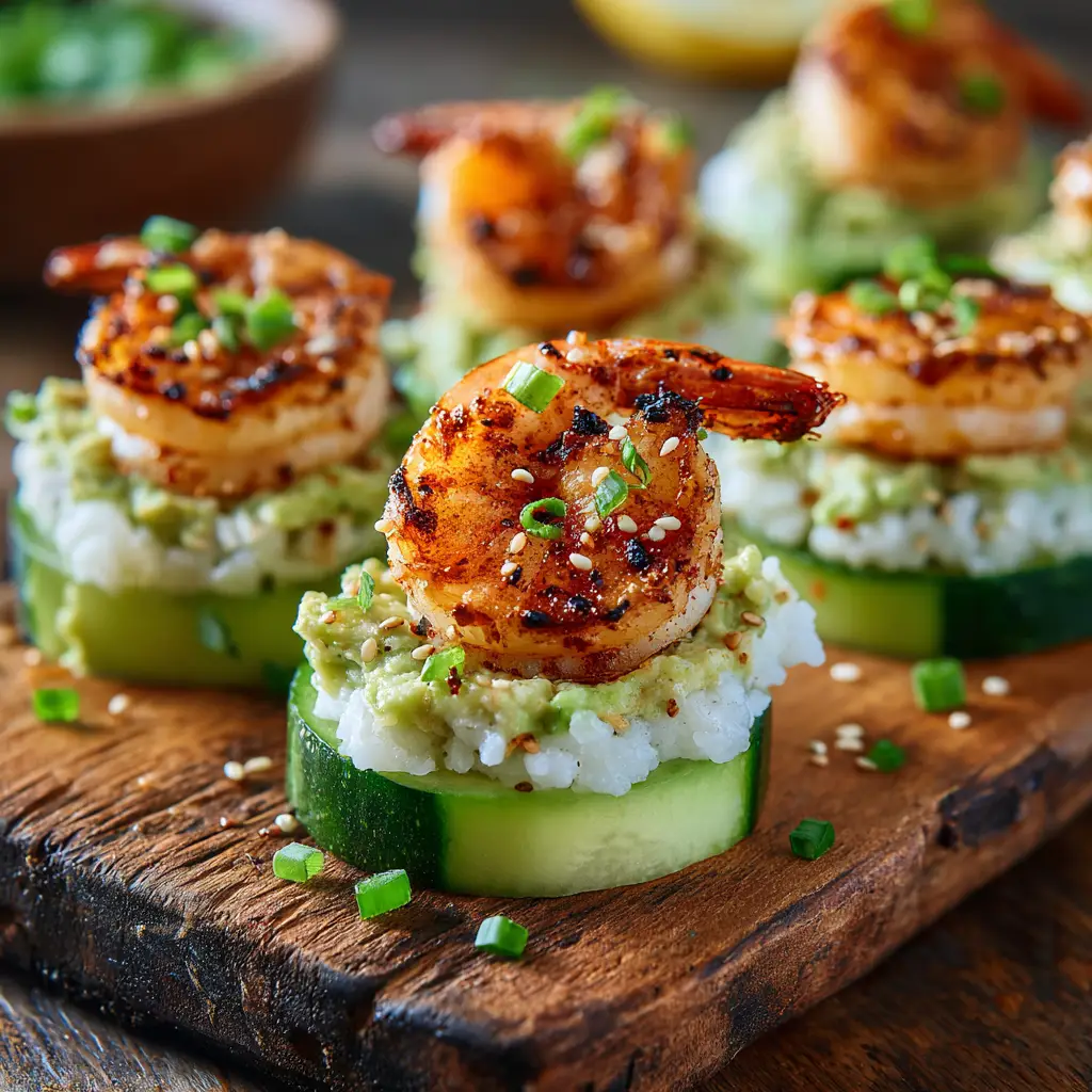 The process of making shrimp avocado cucumber boats, showing the creamy filling being mixed in a bowl.