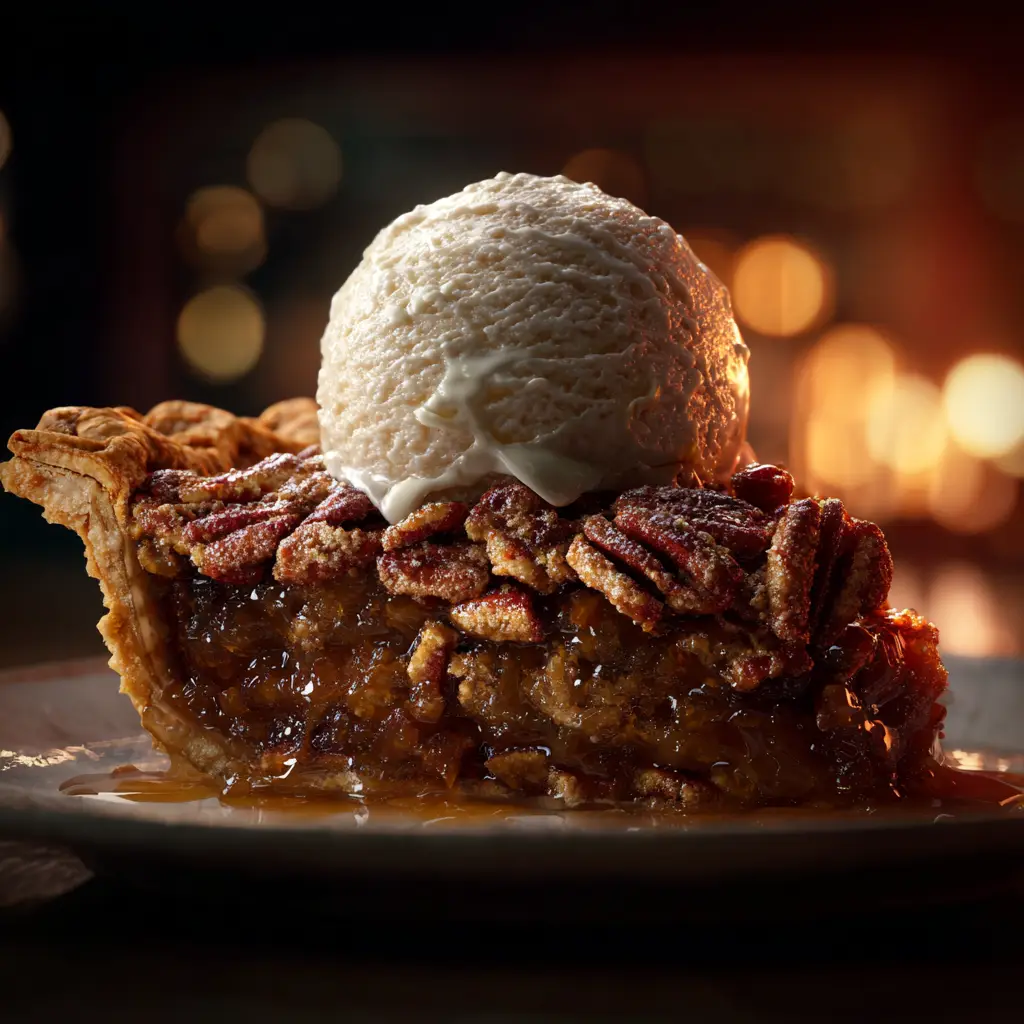 The pecan pie cobbler filling being mixed in a 9x13 baking dish before the topping is added. Chopped pecans, brown sugar, and butter are visible.