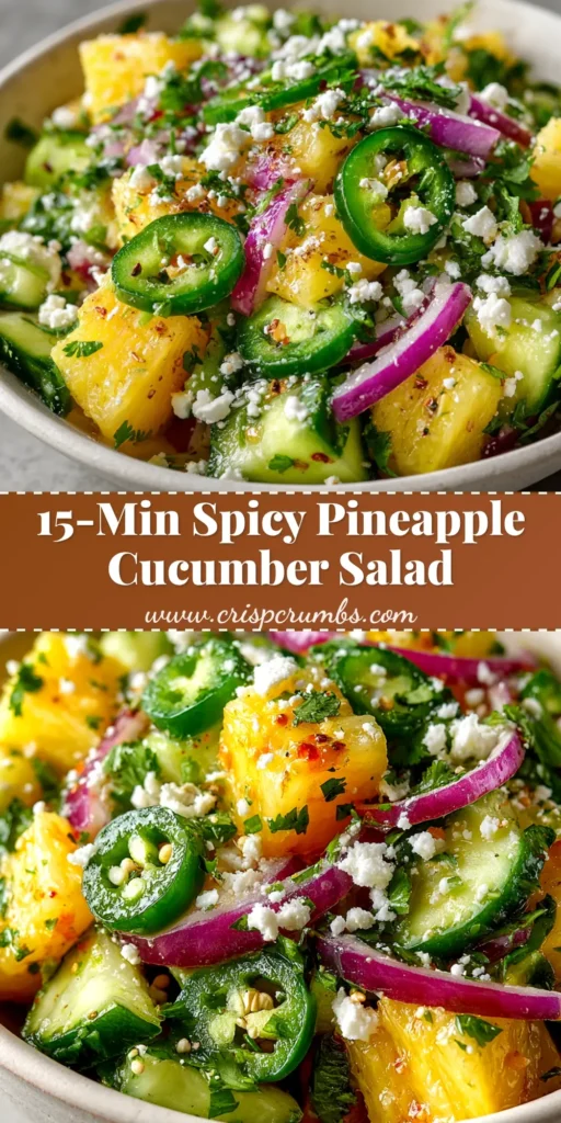 A bright and refreshing Pineapple Cucumber Salad in a white bowl, topped with fresh cilantro. The perfect healthy side dish recipe.