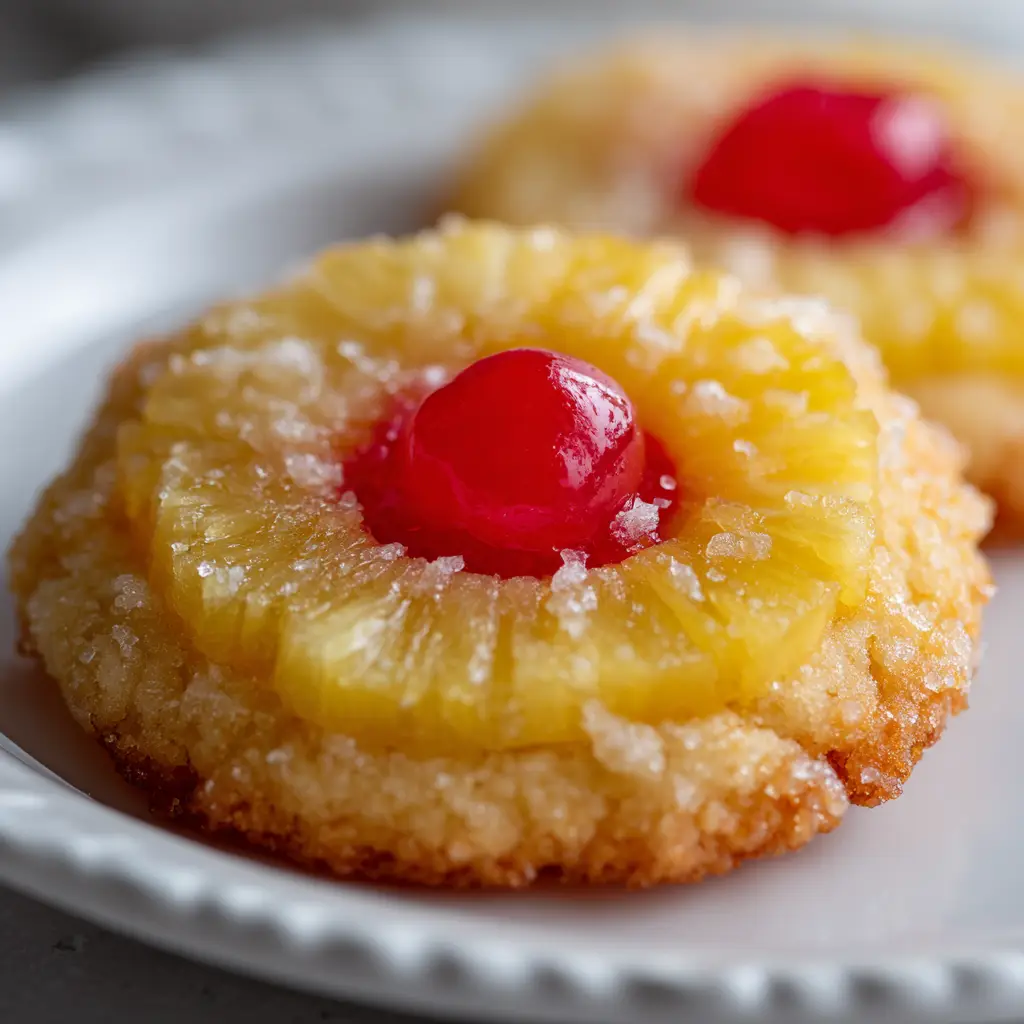 A beautiful overhead shot of multiple pineapple upside down sugar cookies arranged on a cooling rack, showcasing their uniform appearance and inviting look.