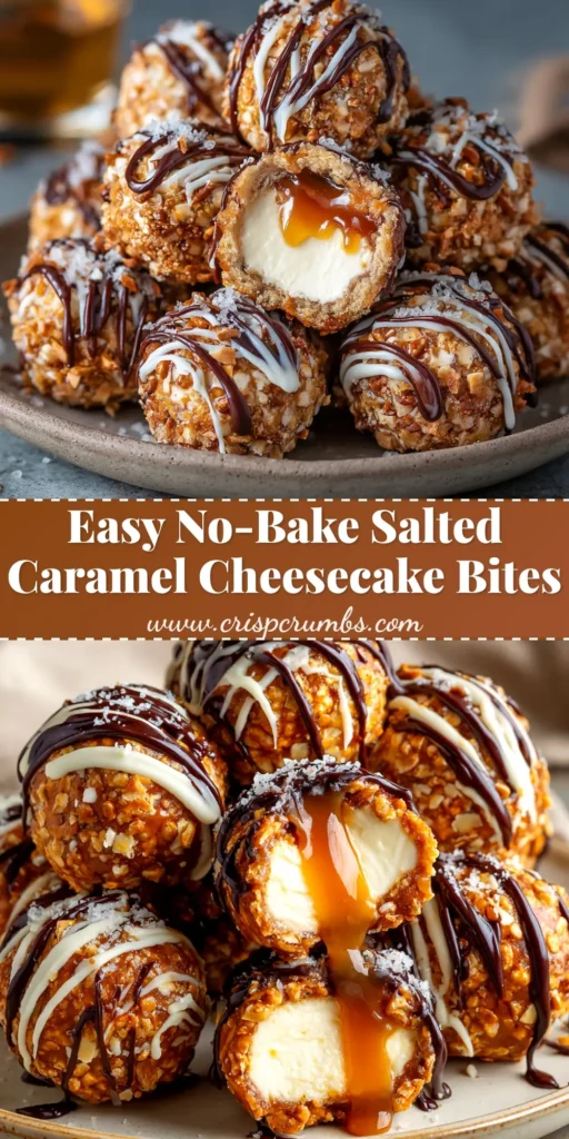 A close-up overhead shot of a pile of Salted Caramel Pretzel Cheesecake Balls on a white plate, showcasing the crunchy pretzel coating.