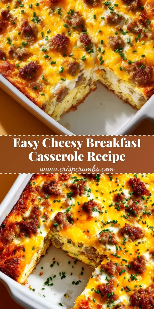 A delicious slice of sausage hashbrown breakfast casserole on a white plate, showcasing layers of egg, cheese, and sausage.