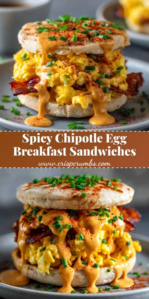 A delicious stack of Spicy Chipotle Egg Breakfast Sandwiches with perfectly melted cheese, ready to be shared on Pinterest.