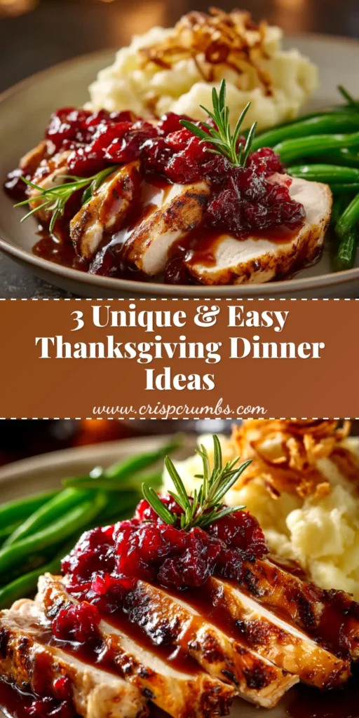 A beautiful platter with unique Thanksgiving dinner ideas, featuring a golden-brown roasted duck as the centerpiece surrounded by festive side dishes.