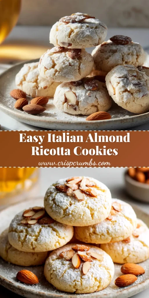 A platter of soft Almond Ricotta Cookies, topped with a sweet white glaze and colorful sprinkles, ready to be served.