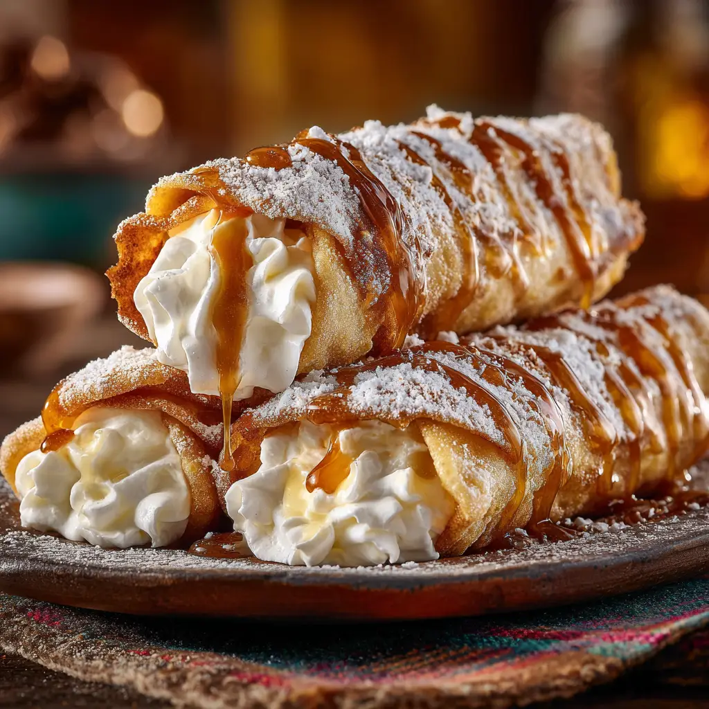 The creamy, no-bake cheesecake filling being mixed in a bowl before being used in the cinnamon roll chimichangas.