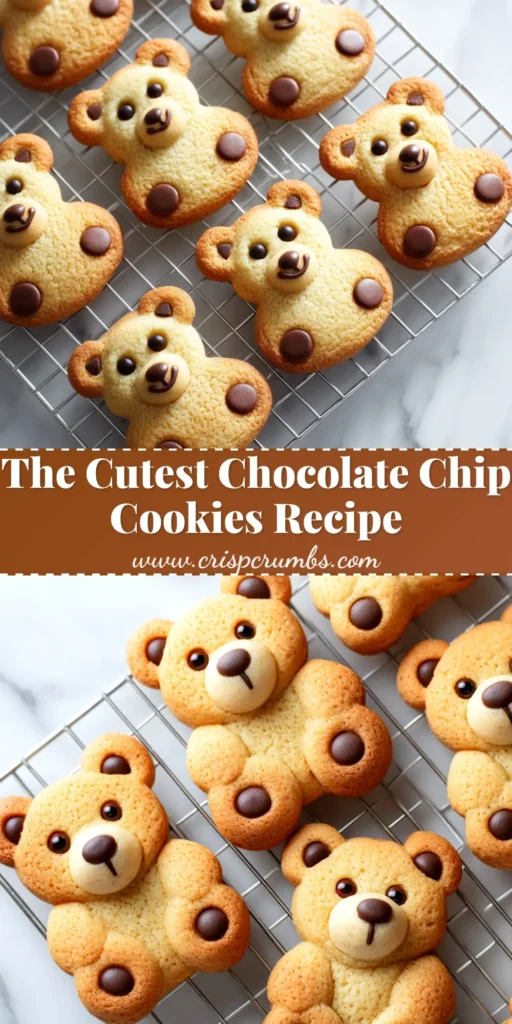 A platter of adorable Chocolate Chip Bear Cookies, perfectly shaped and golden brown, ready to be shared. The perfect fun and easy baking recipe for kids and parties.