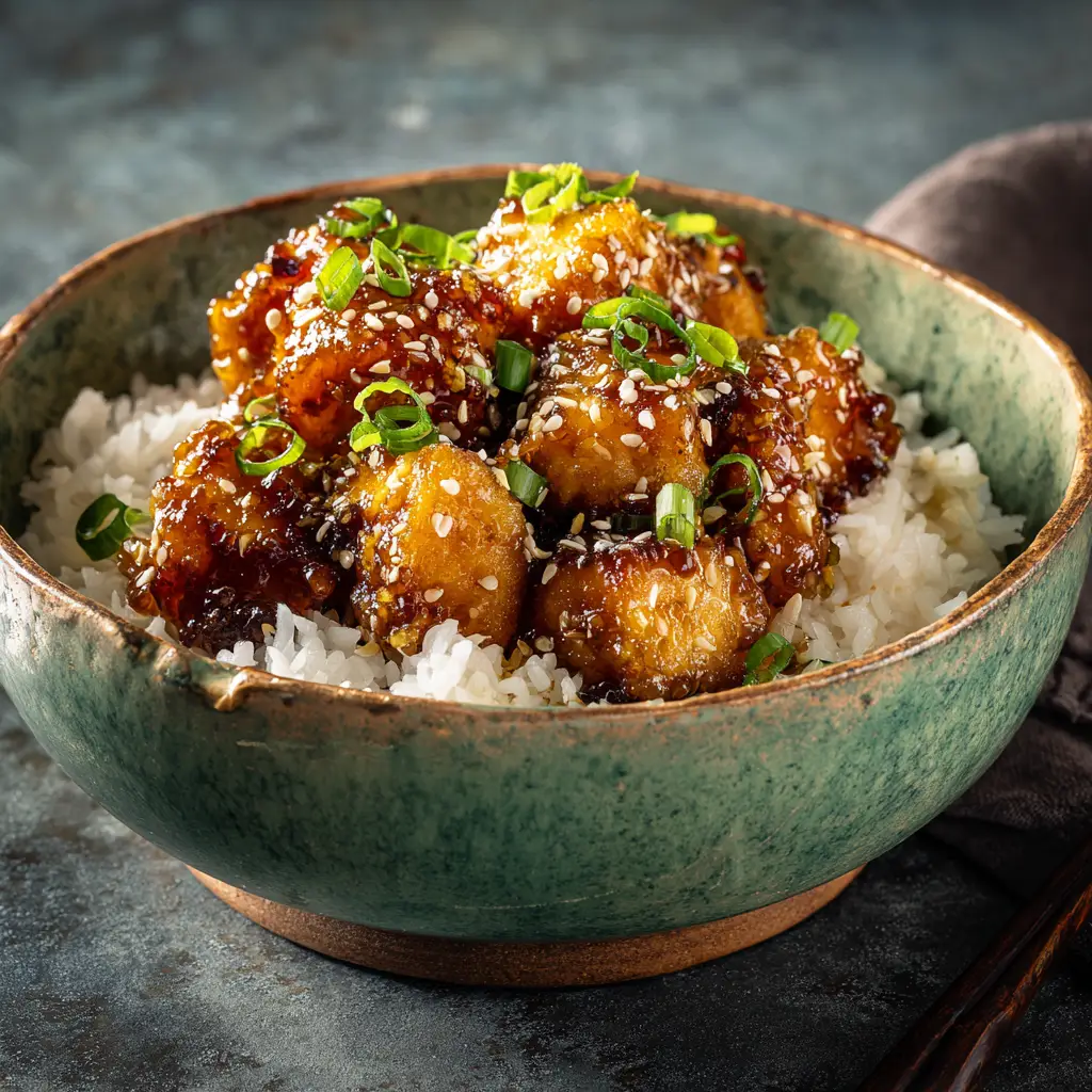 A skillet full of pan-seared honey garlic salmon bites being tossed in the glossy, bubbling sauce.