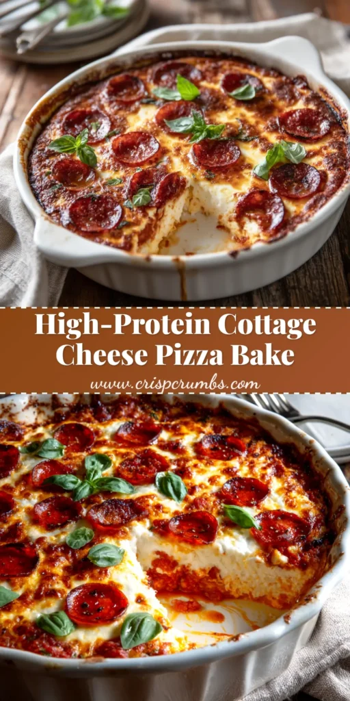 A slice of delicious Cottage Cheese Pizza Bake on a plate, showcasing the cheesy topping and pepperoni. This high-protein, low-carb recipe is a healthy pizza alternative.