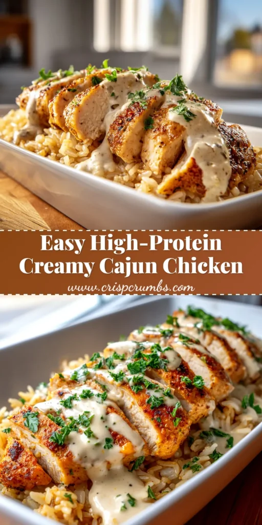 An overhead shot of Creamy Cajun Chicken Rice in a skillet, garnished with fresh parsley. The perfect one-pan dinner idea.