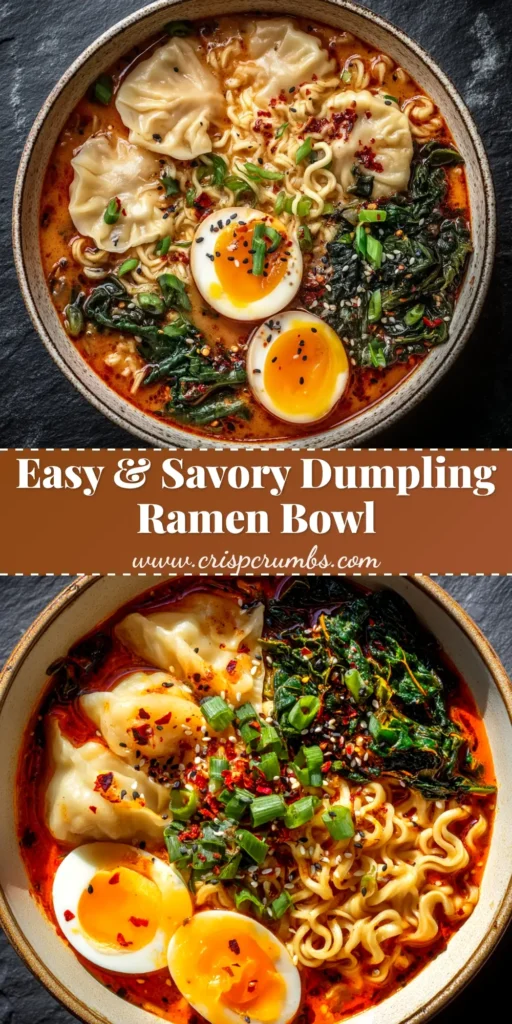 A delicious bowl of dumpling ramen recipe, packed with savory broth, plump dumplings, and fresh green onions. Perfect for a quick and easy weeknight dinner.