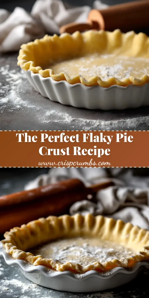 A foolproof pie crust recipe resulting in a flaky, golden-brown crust. The image shows the finished crust in a pie plate, ready for filling.