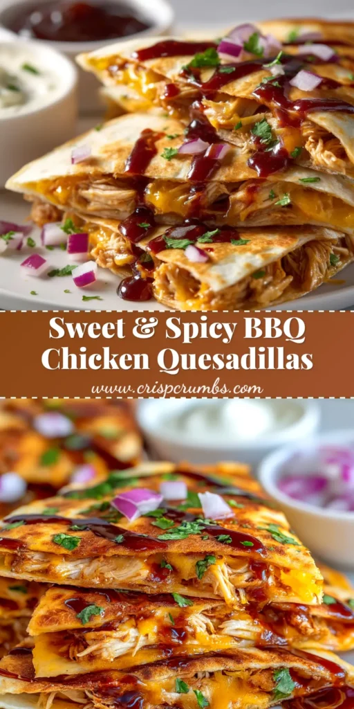 A delicious Hot Honey BBQ Chicken Quesadilla cut into wedges on a wooden board, showing the gooey, cheesy chicken filling inside. Garnished with fresh cilantro.