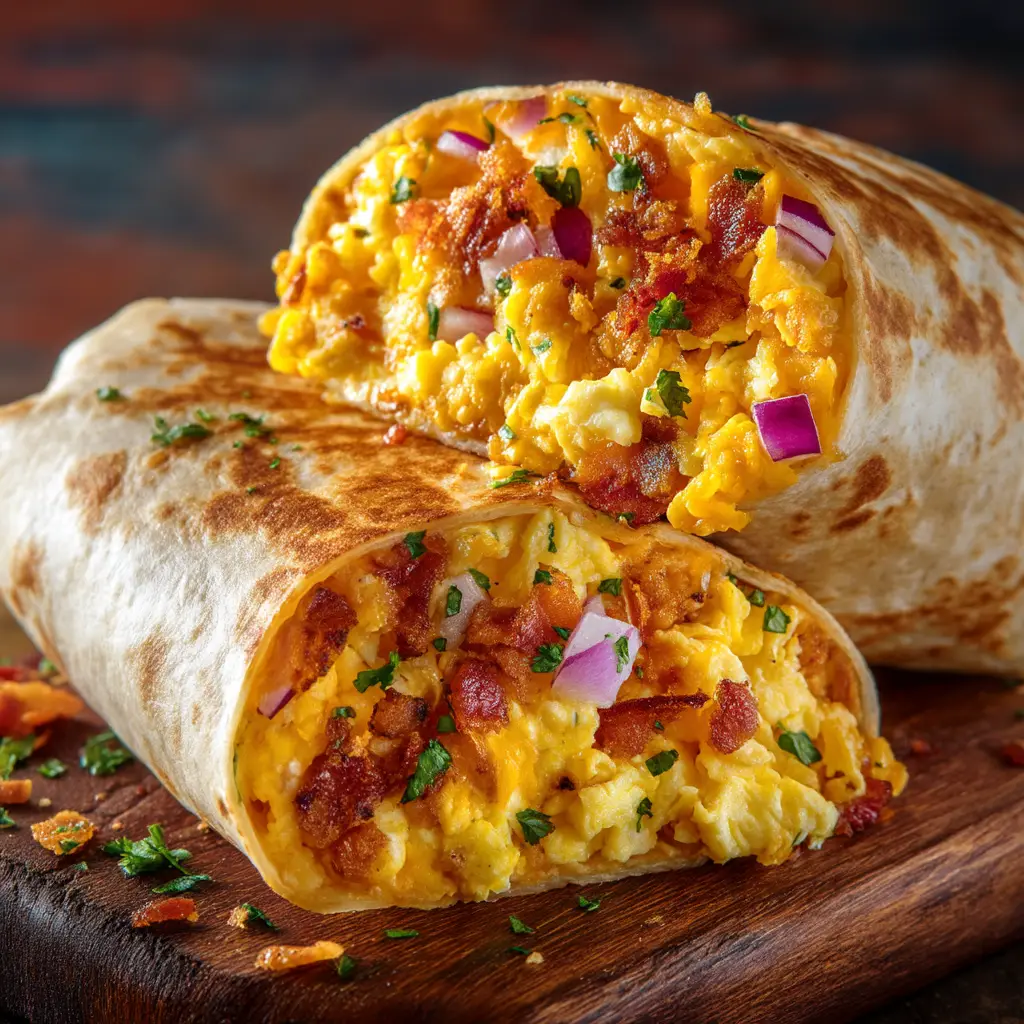 A pan-fried breakfast burrito being toasted in a skillet to achieve a perfectly golden and crispy tortilla.