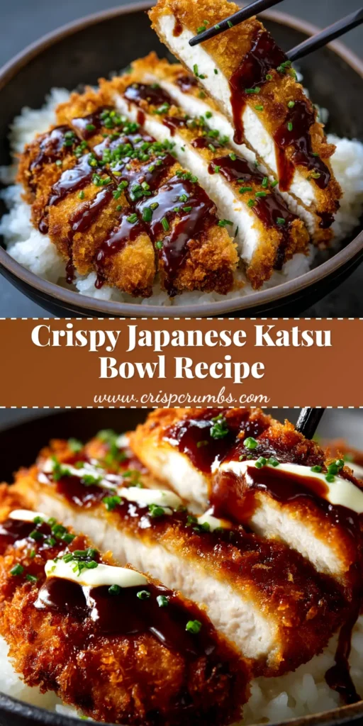 A delicious and crispy Japanese Katsu Bowl in a traditional blue and white bowl, topped with scallions. The perfect katsudon recipe for an easy weeknight dinner.
