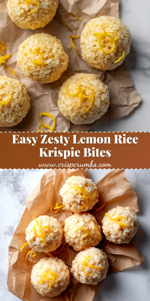 A stack of gooey Lemon Rice Krispie Bites with a white chocolate drizzle and fresh lemon zest on top.