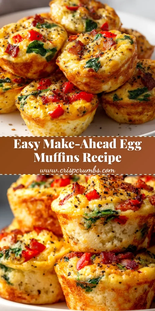 A tray of perfectly baked make-ahead egg muffins filled with bacon, spinach, and cheese. The ultimate meal prep breakfast recipe for busy mornings.