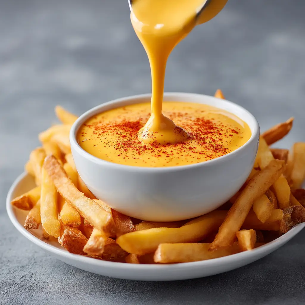 A step-by-step process shot showing shredded cheese being whisked into a creamy white sauce in a saucepan, demonstrating how to make cheese sauce.