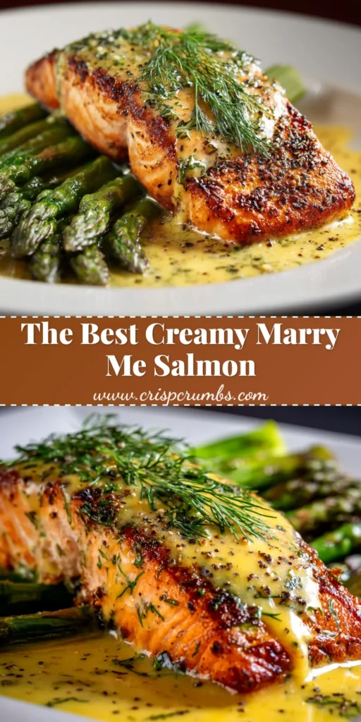 A stunning overhead shot of the finished Marry Me Salmon in a black skillet, showing the creamy sun-dried tomato sauce and garnished with fresh basil.