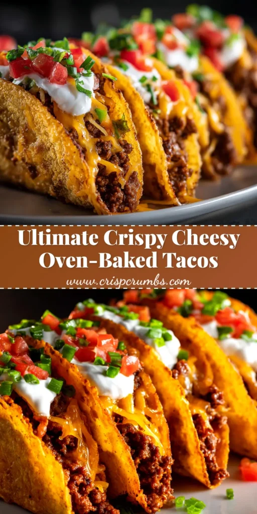 A pan of delicious oven-baked tacos fresh from the oven, with melted cheese and seasoned ground beef in crispy shells. The perfect recipe for a crowd.