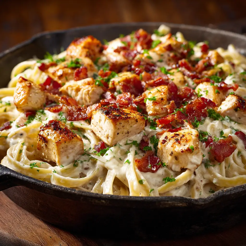 A spoonful of chicken bacon ranch pasta being lifted from a bowl, showcasing the creamy texture and cheesiness of the dish.