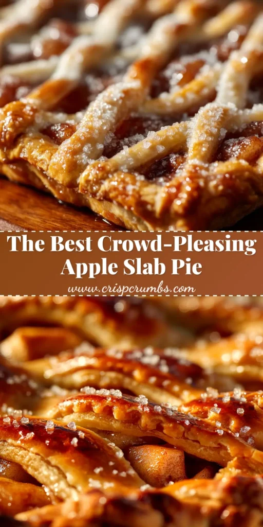 A full overhead shot of a delicious golden-brown Apple Slab Pie on a baking sheet, with one slice cut out to show the spiced apple filling.