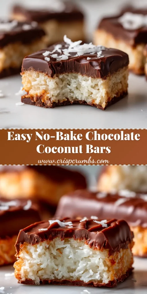 An easy no-bake Bounty Bars Recipe, showing homemade chocolate coconut bars stacked on parchment paper.
