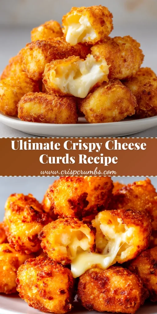 A close-up of golden brown cheese curds made with the Crispy Cheese Curds Recipe, piled high in a bowl with a side of dipping sauce.