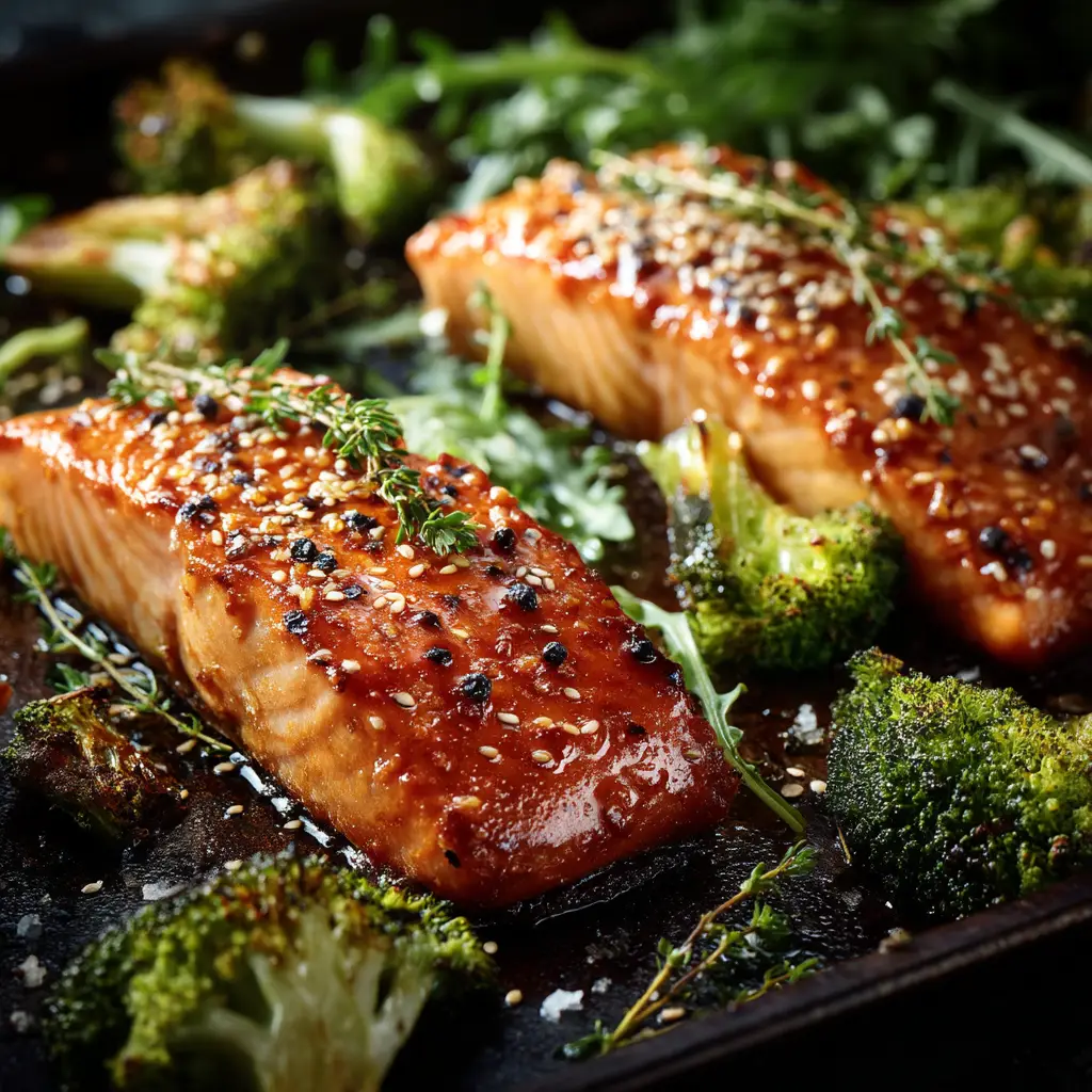 A piece of the Maple Dijon Salmon being flaked with a fork to show its moist and tender texture inside.
