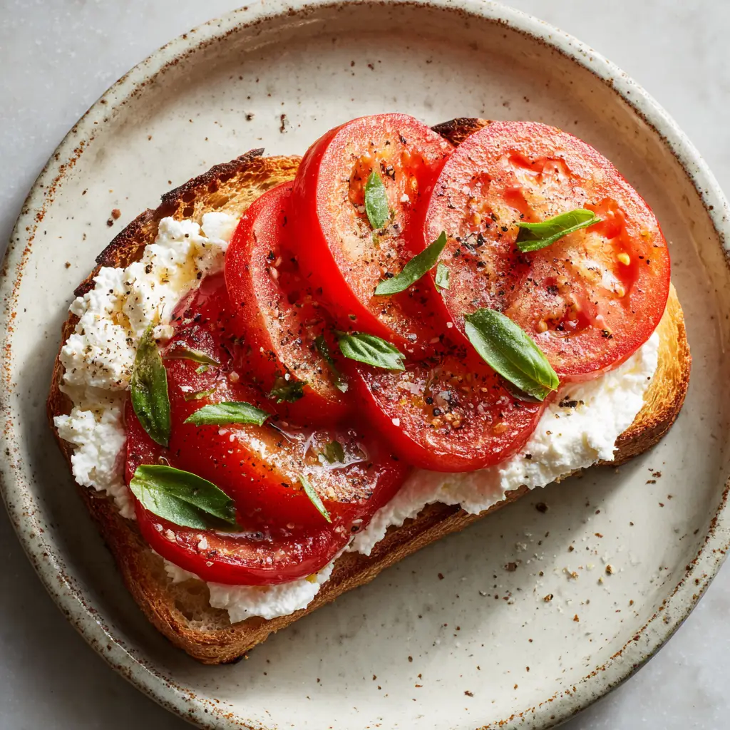 A thick layer of creamy white cottage cheese spread onto deeply golden-brown toasted sourdough bread.