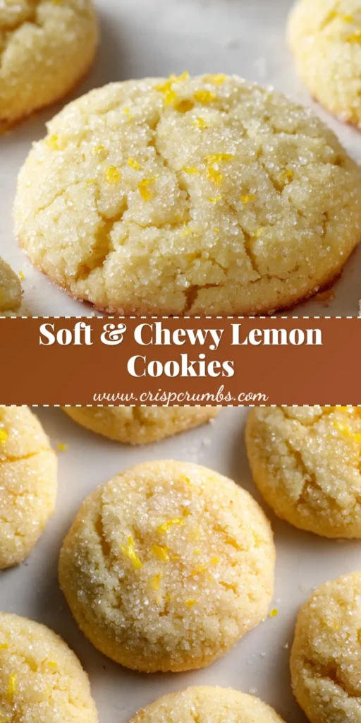 A stack of pale golden soft baked lemon sugar cookies completely encrusted in coarse sparkling sugar, set against a neutral background.