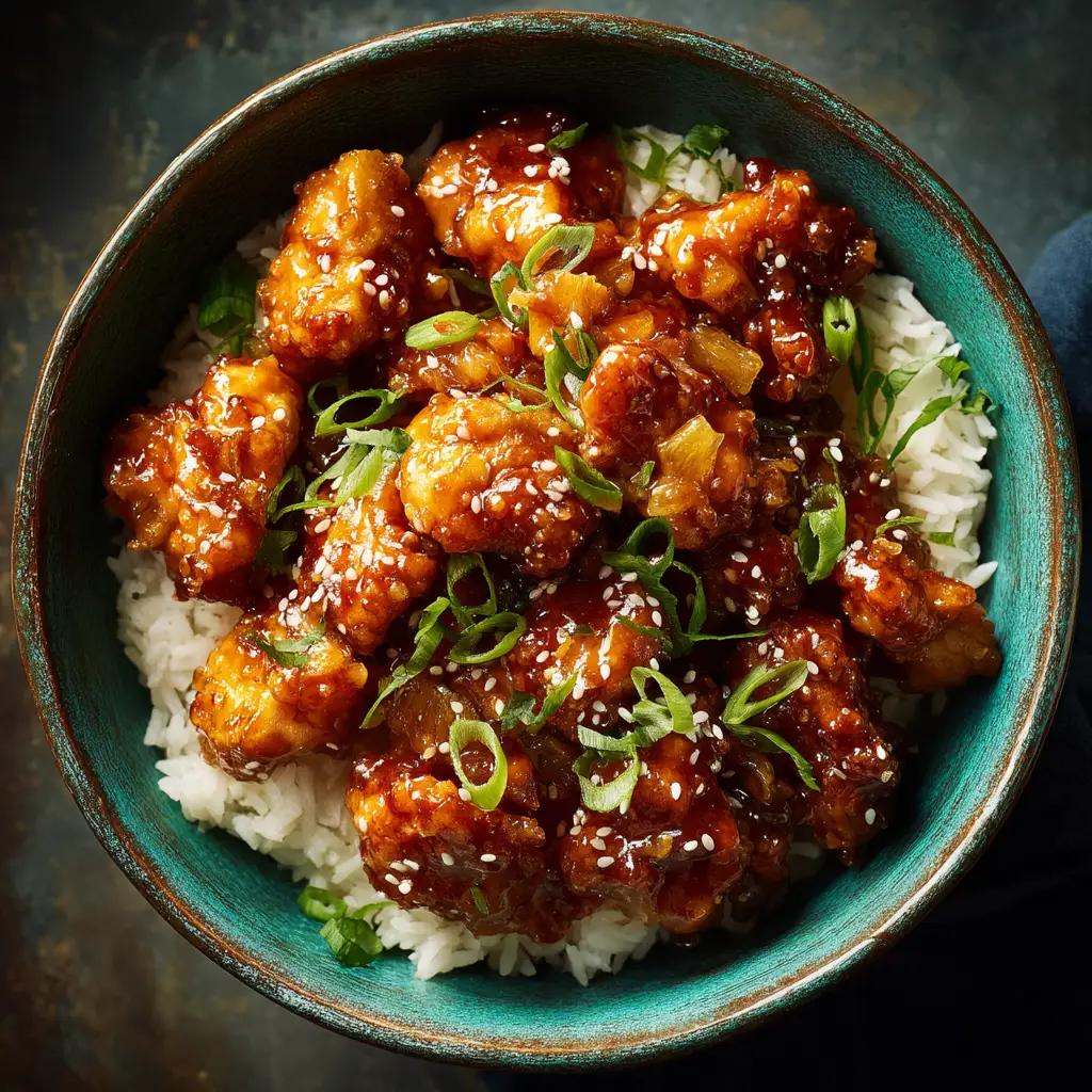 Shredded Hawaiian chicken in the crockpot after the sauce has been thickened. The texture is juicy and perfect for serving.
